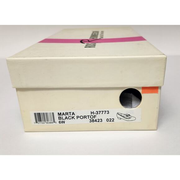 Ros Hommerson Marta H-37773 Vintage Black Leather Oxfords Heel Shoes Size 6W - Picture 8 of 11